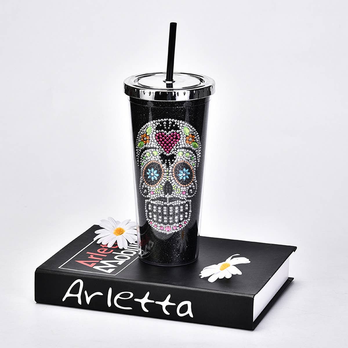 DOUBLE-LAYER STRAW SKULL WATER CUP