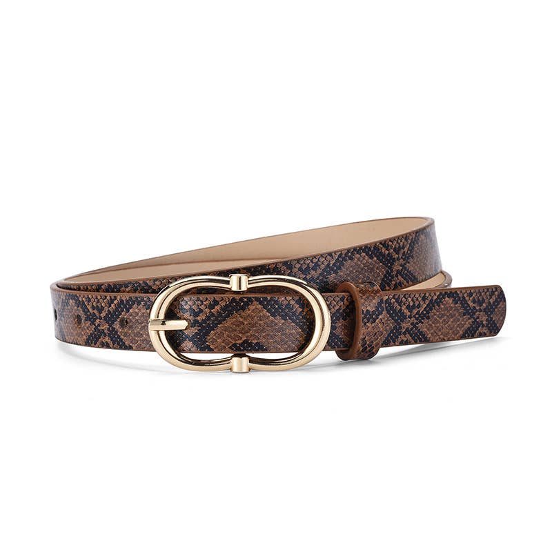 Personalized Snake-patterned metal buckle belt