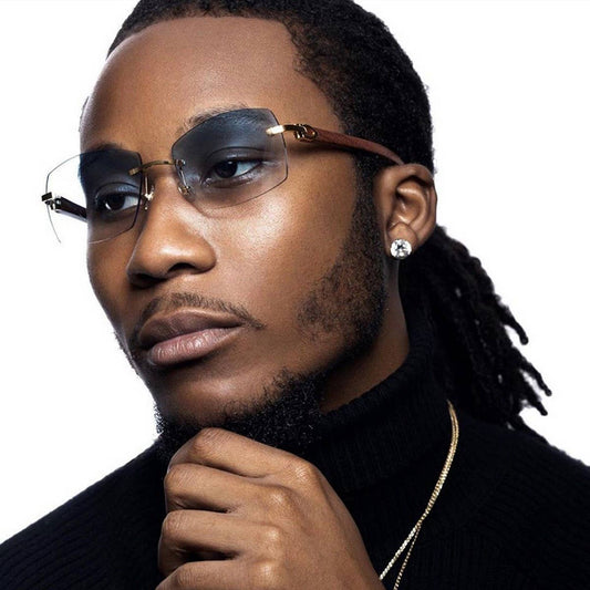 FRAMELESS ORIGINAL WOOD LEG SLINGSHOT SUNGLASSES