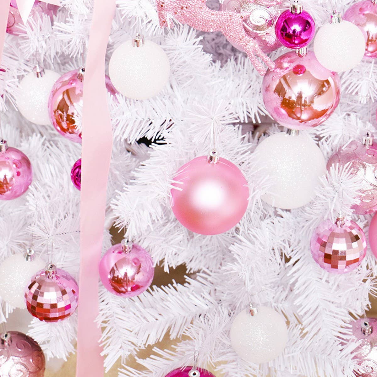 Pink Ribbon Tree Topper & Ornament Set_CWAJE5301