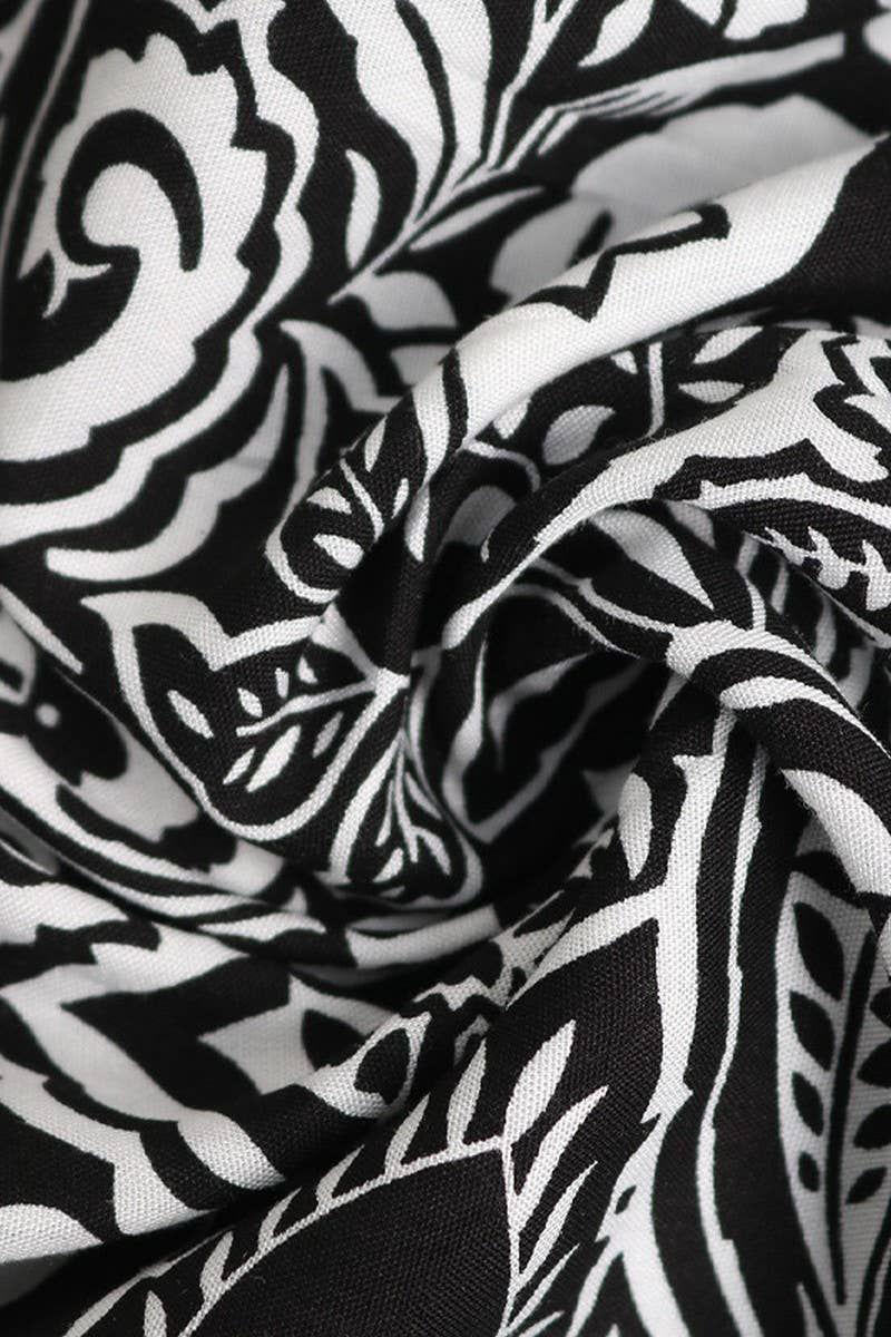 CWDMD6295_ELEGANT V-NECK ETHNIC PRINT LONG SLEEVE DRESS