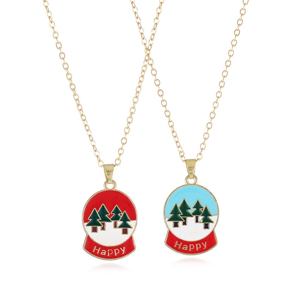 CHRISTMAS SNOWMAN CHRISTMAS TREE NECKLACE SET