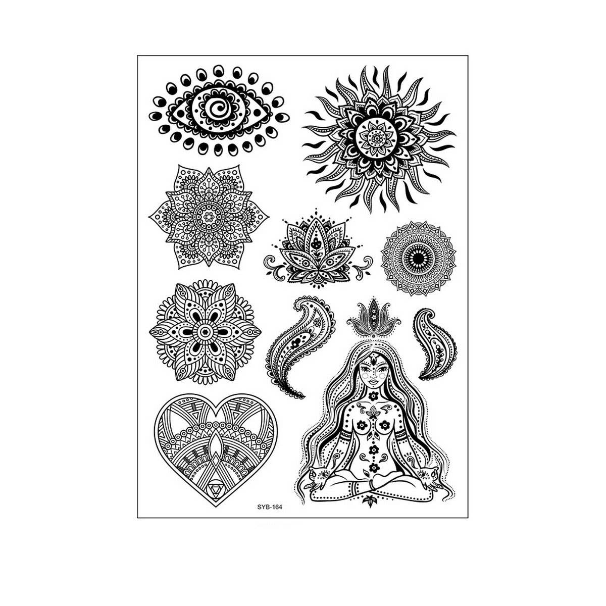 Bridal Mandala Tattoo Stickers Elegant Design_CWMM8356