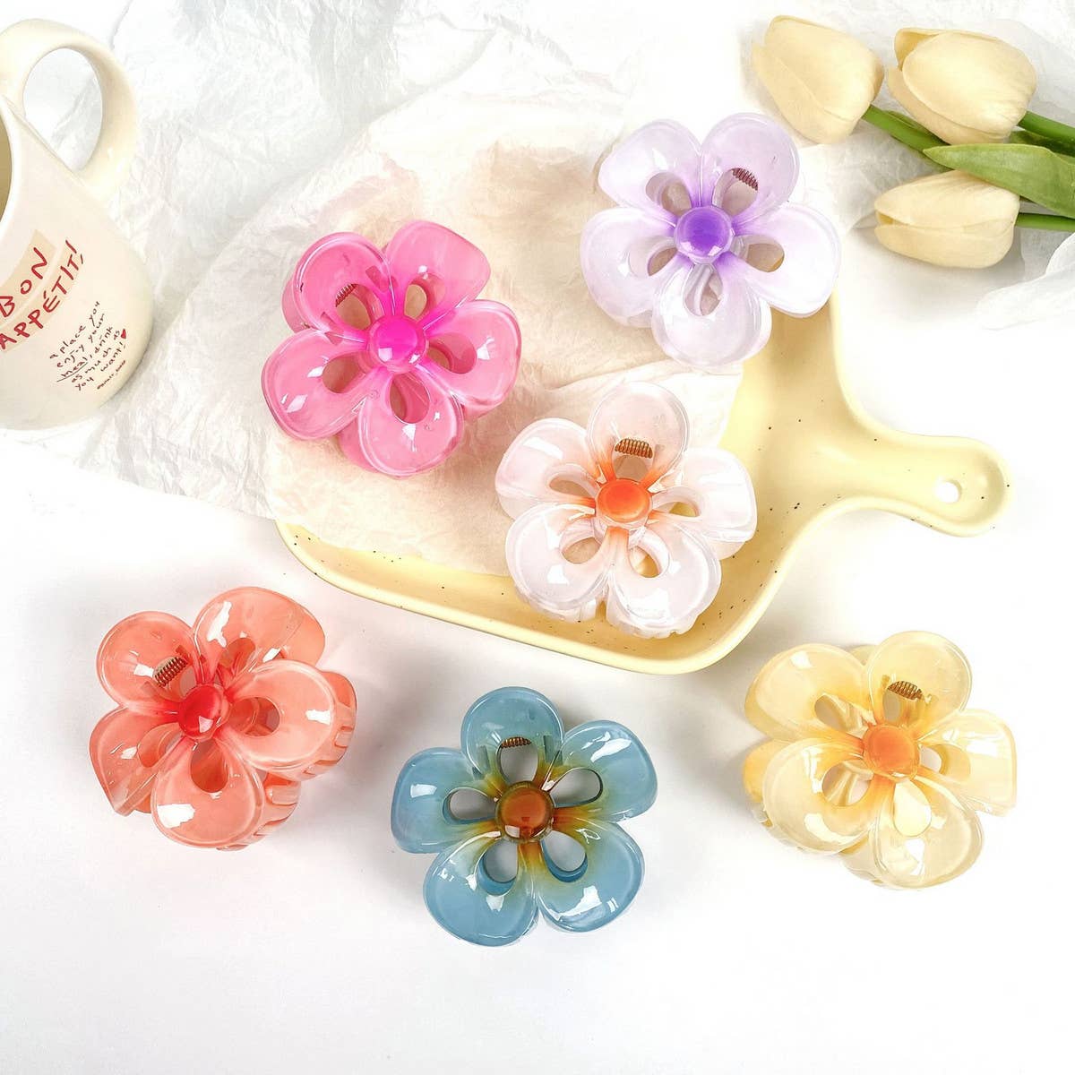 Colorful Plumeria Hair Claw - Sweet Floral Clip_CWAHA1010