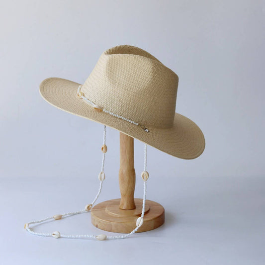 Summer shell chain sun hat for women_CWAH3427