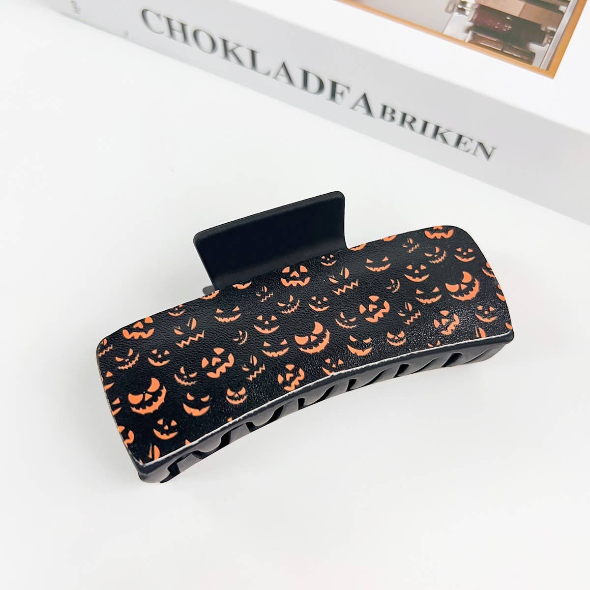 Gothic Halloween Claw Clip, Pumpkin & Ghost Design_CWAHA1443