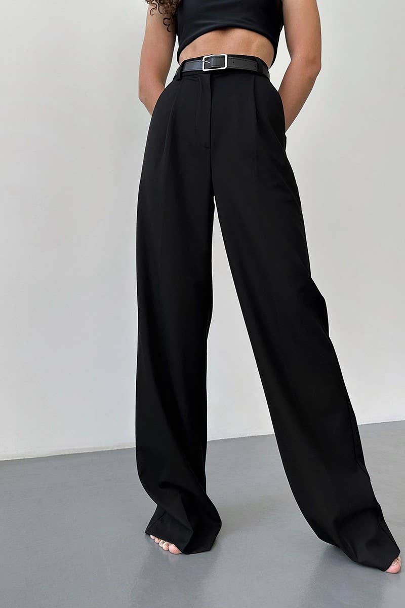 CWBLP2054_ELEGANT HIGH WAIST WIDE LEG OFFICE TROUSERS