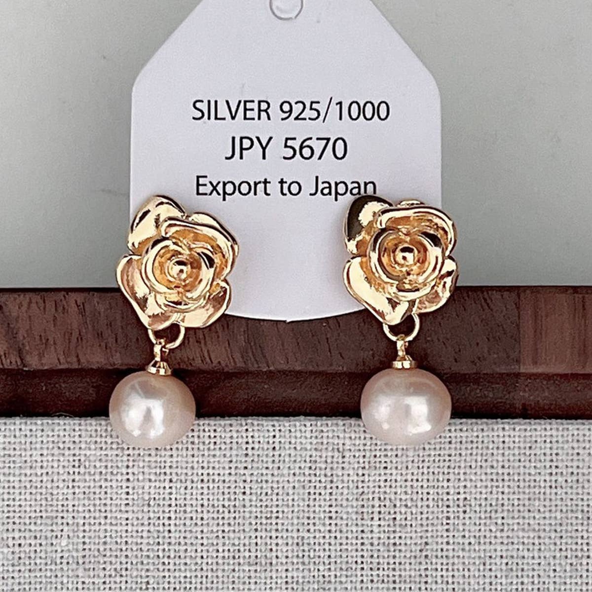 VINTAGE BEAD ROSE EARRINGS