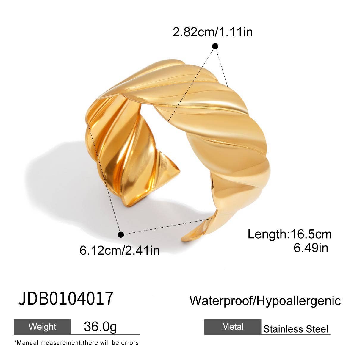 Modern Minimalist 18K Gold Wave Open Cuff