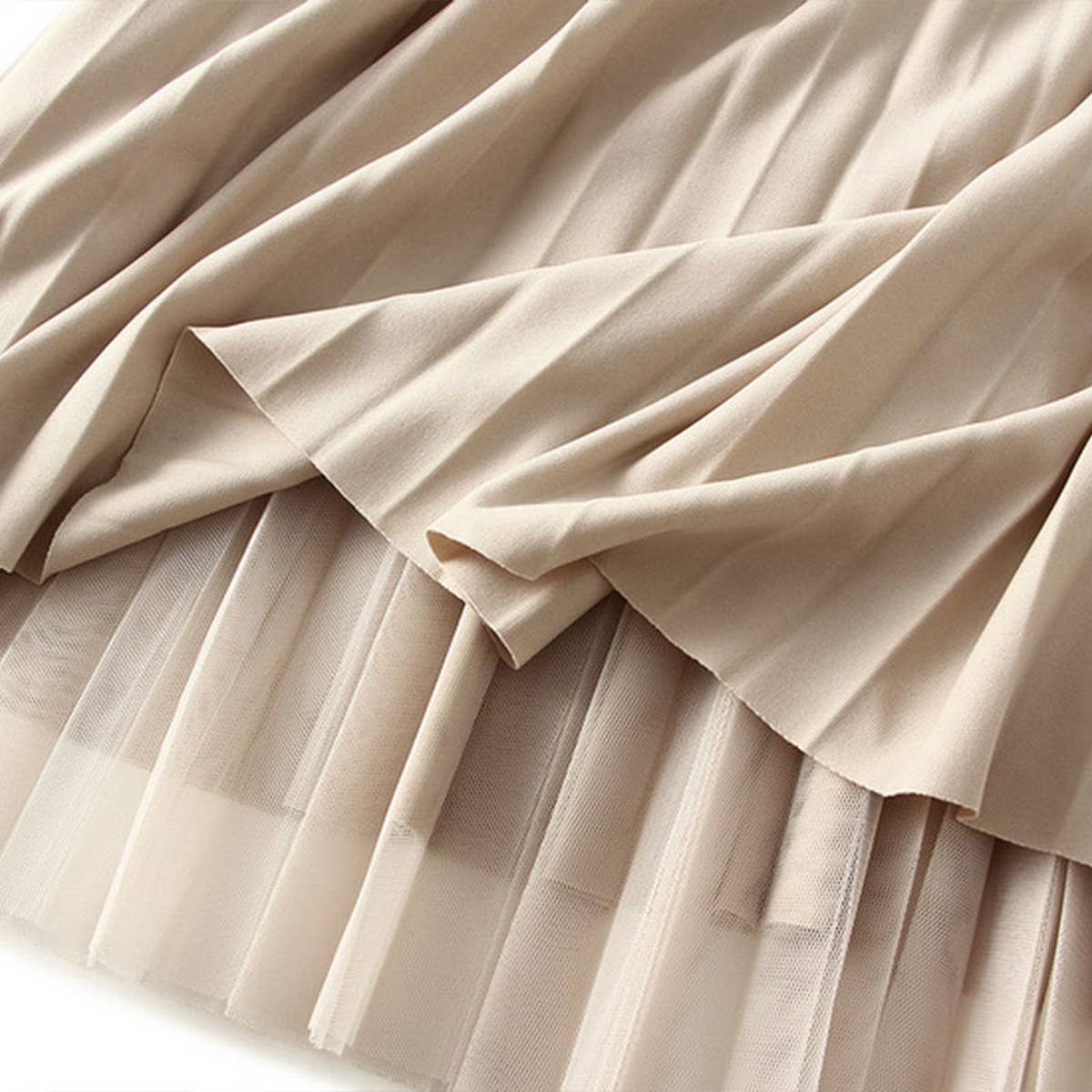 Reversible Pleated Tulle A-Line Midi Skirt