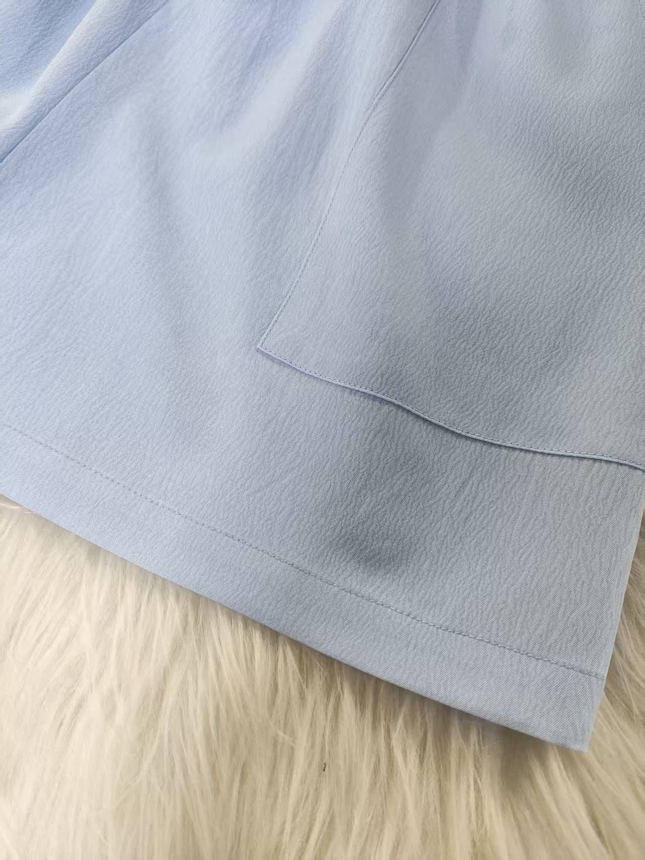 Solid-color shirt and shorts loose suit