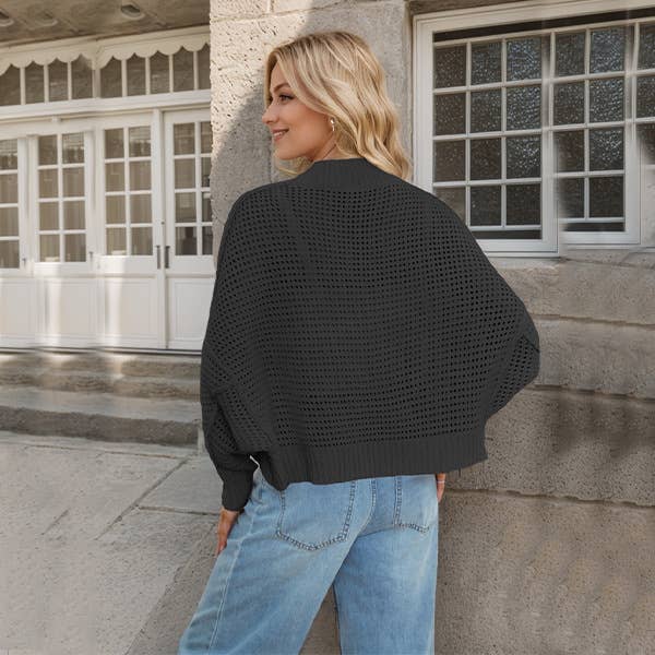 STYLISH V-NECK BAT-SLEEVED CARDIGAN SWEATER