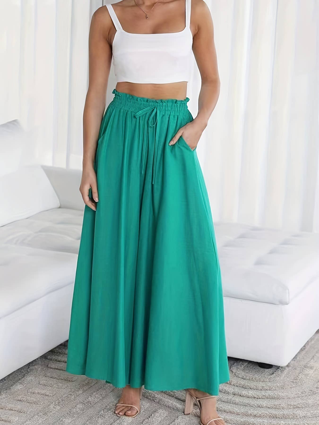 High-Waisted Wide-Legged Pants Long Skirt Pants