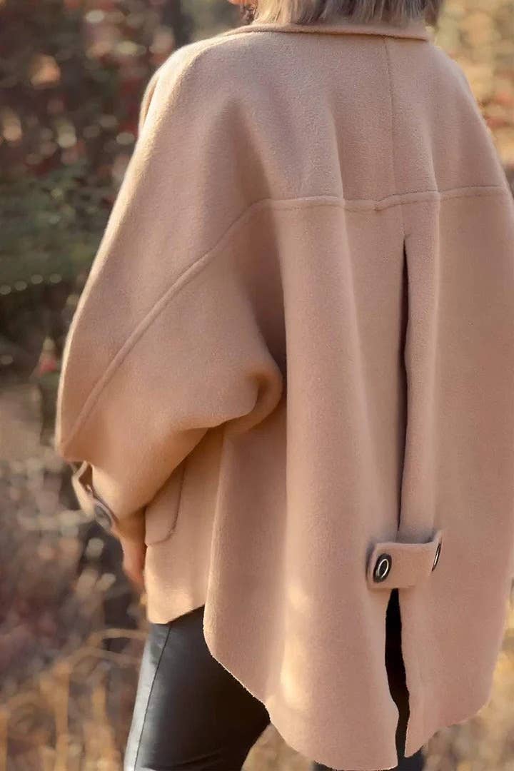 SINGLE-BREASTED WOOLEN COAT WITH LOOSE POCKETS