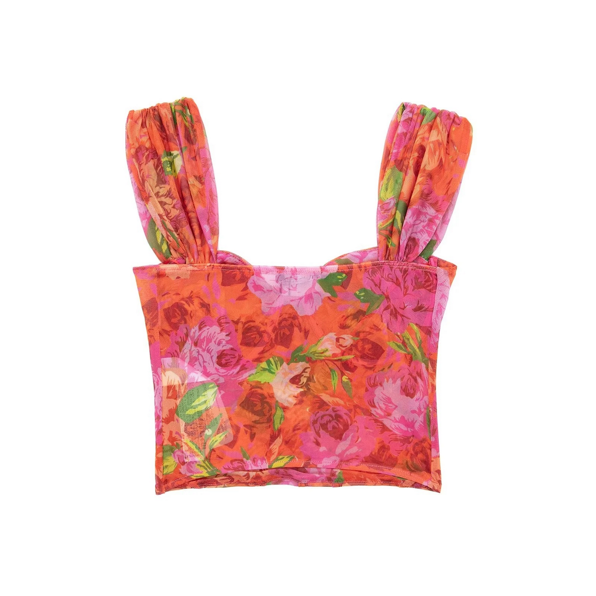 Sheer Corset Tank Top ? Floral Print Chic
