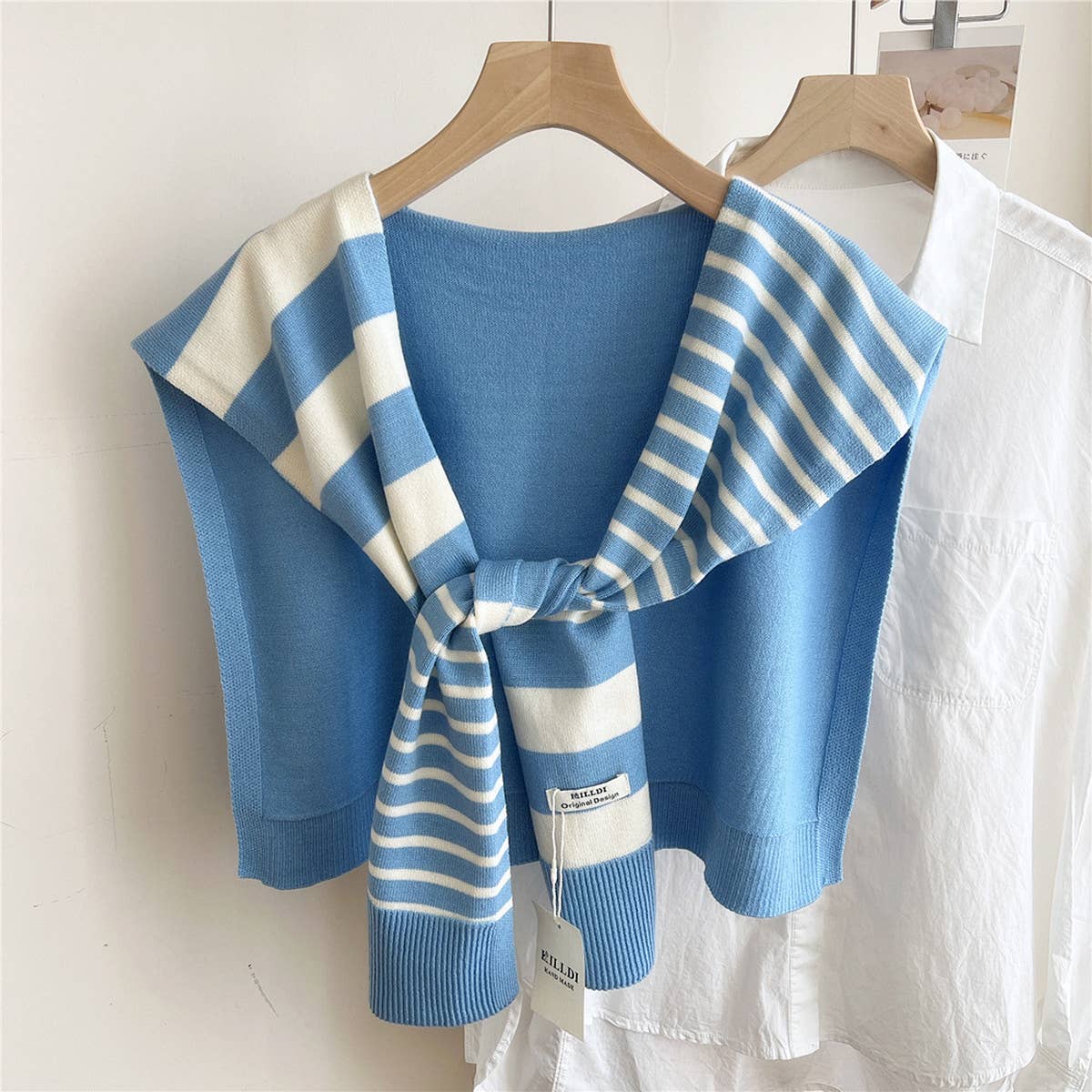 Striped Knit Shawl ??Neck & Shoulder Wrap_CWASC0843