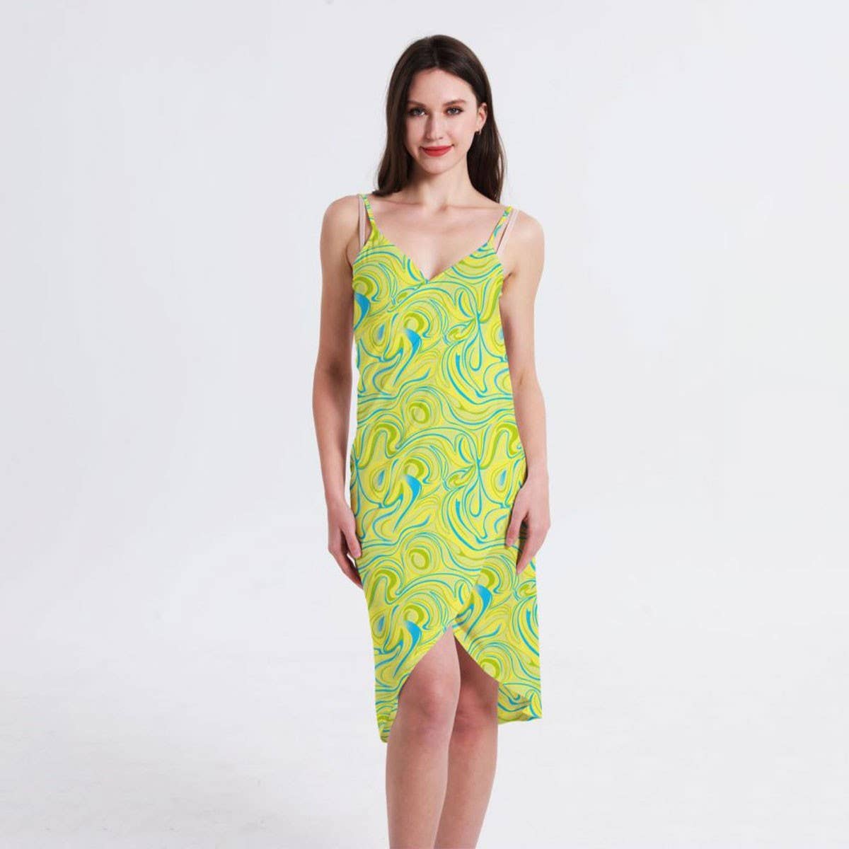 Floral Print One-Piece Beach Dress for Vacation