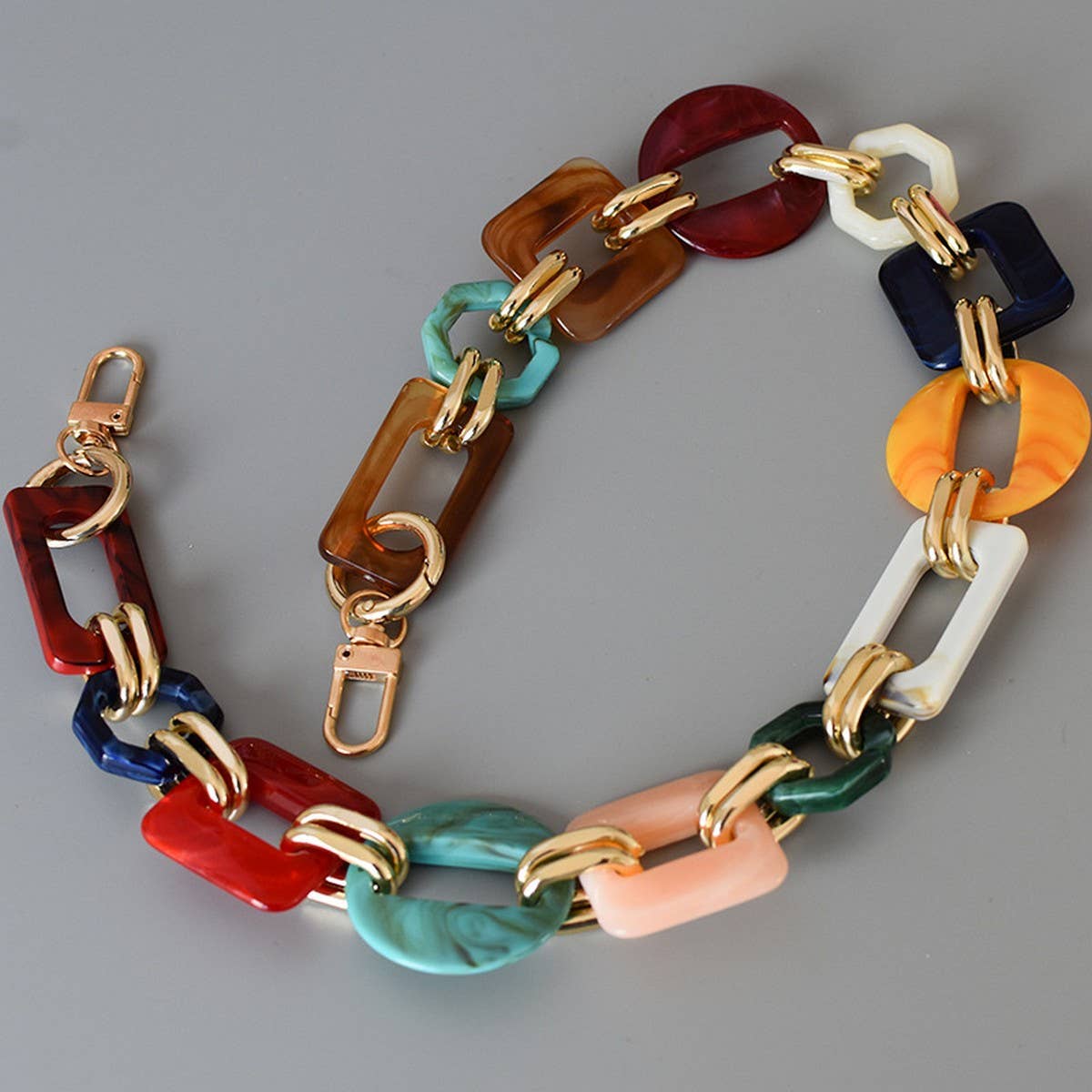 Heart,Rectangle Colorful Mixed Acrylic Bag Chain