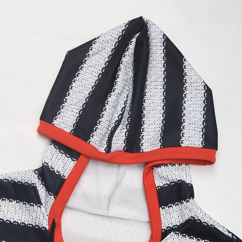 STRIPED SPLICED PULLOVER HOODED CASUAL HOODIE