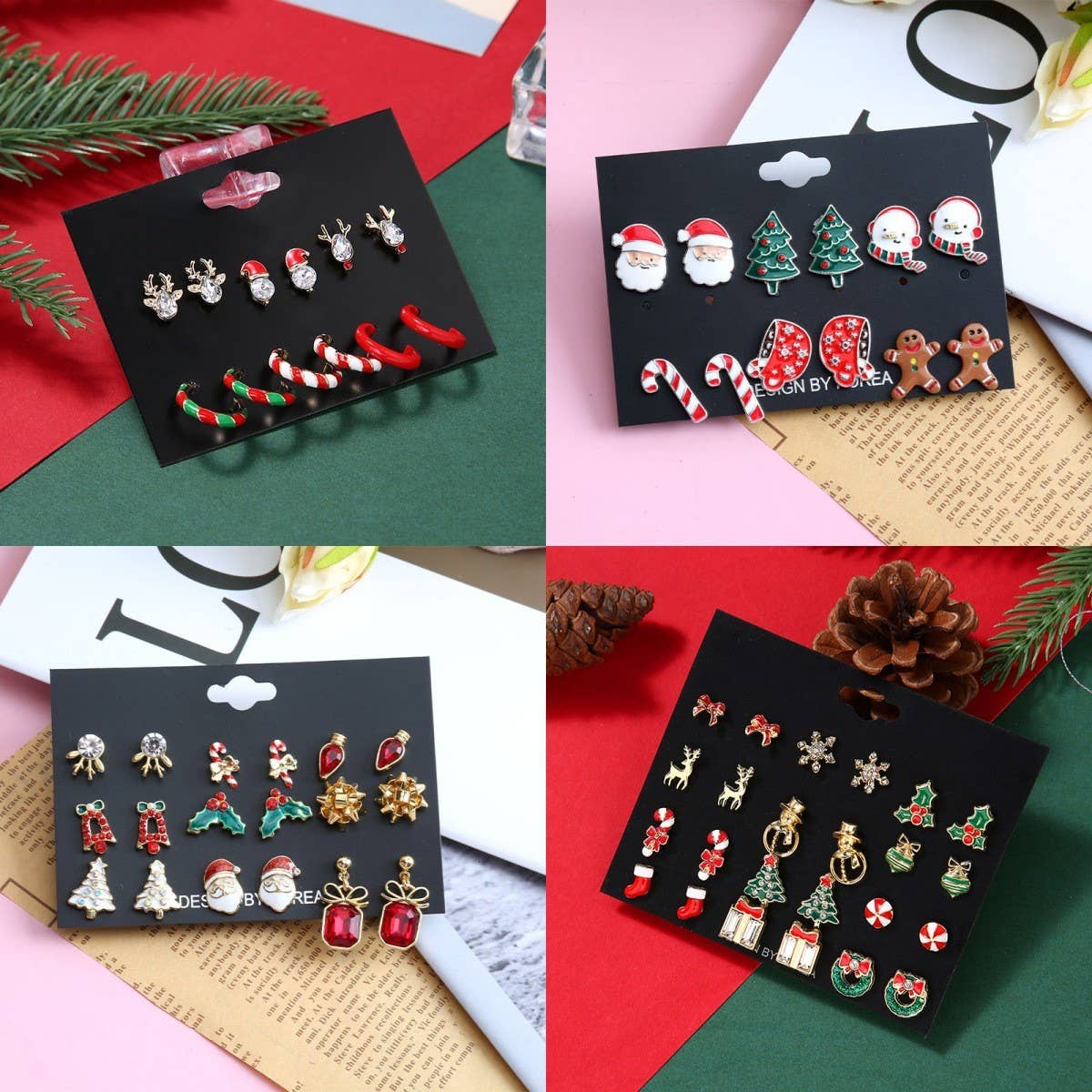 CHRISTMAS EARRING COMBINATION CARTOON EARRING SET