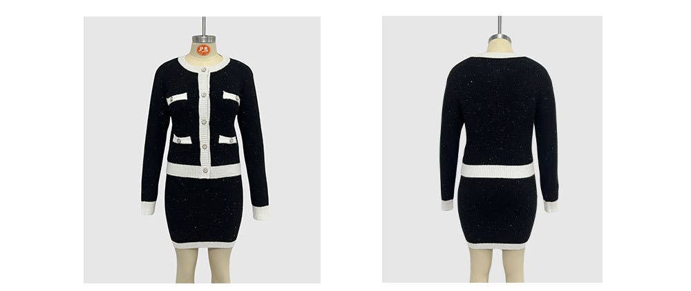 KNIT CARDIGAN POCKET BUTTON SMALL FRAGRANCE SUIT