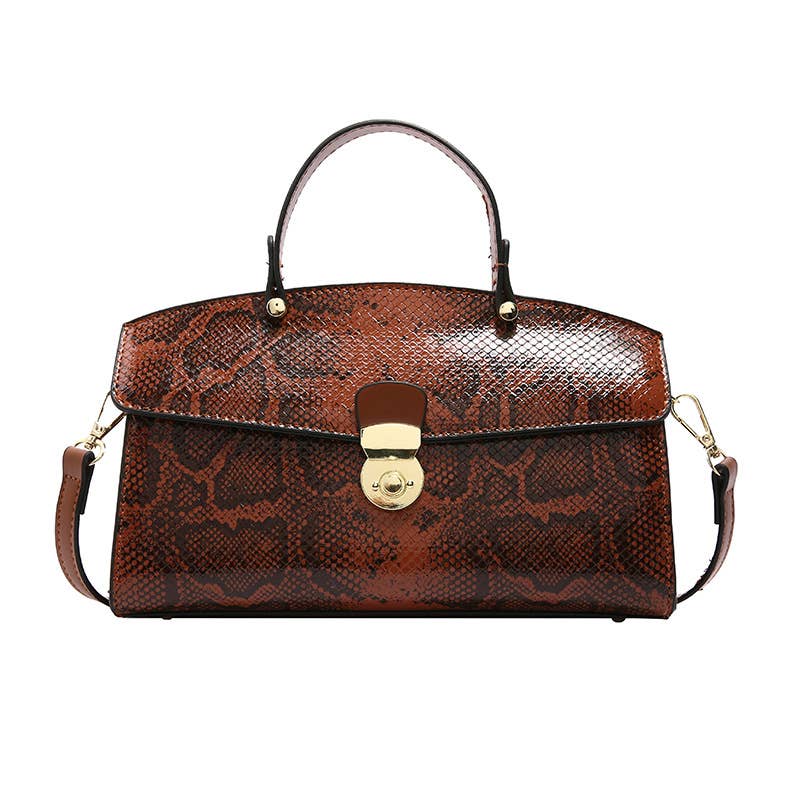 Large-capacity snake-patterned hand-held tote bag