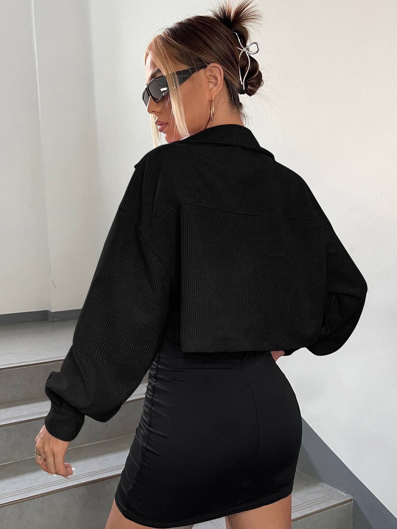 LANTERN LONG SLEEVE CORDUROY CASUAL SHORT JACKET