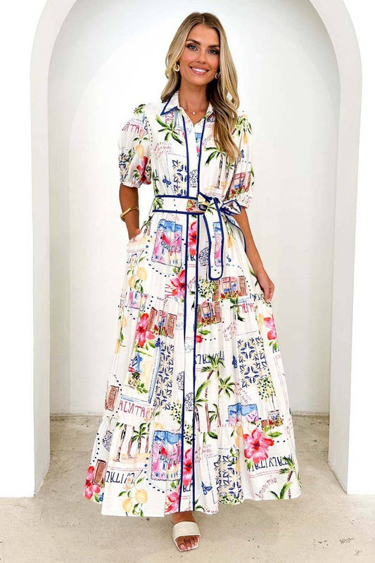 CWDMD6299_SUMMER FLORAL PRINT SHORT SLEEVE DRESS