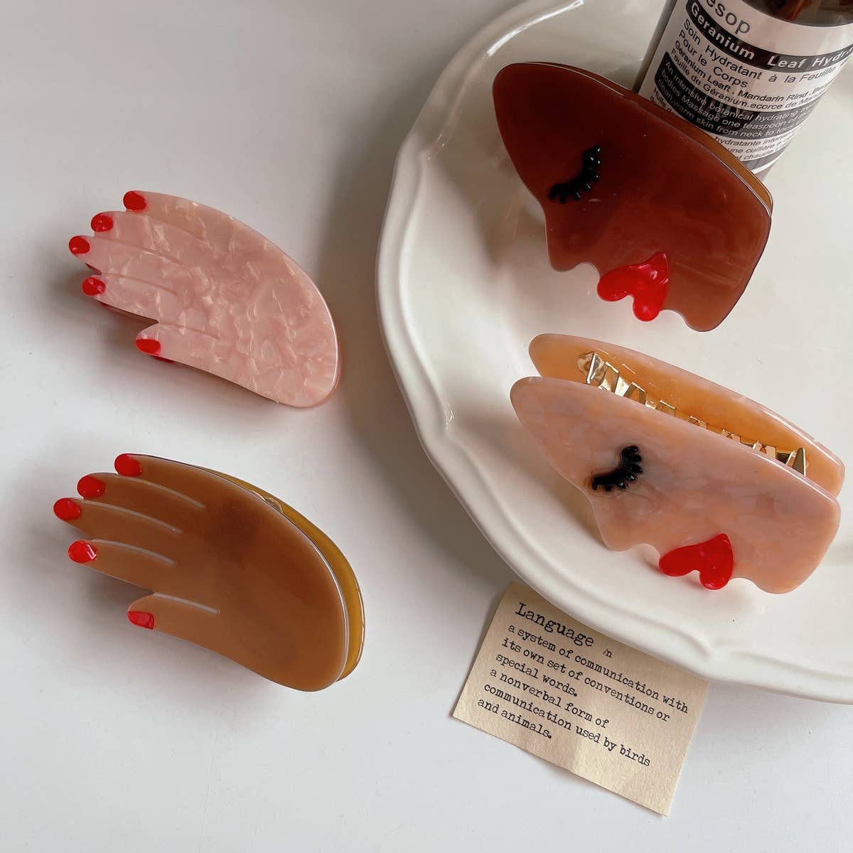 SIMPLE AND FRESH PALM BOUQUET HAIRPIN CLIP_CWAHA1327