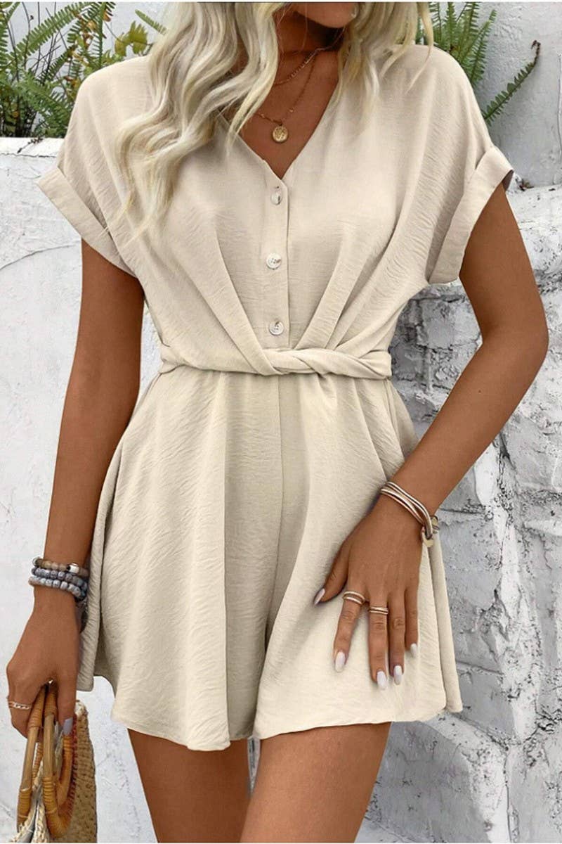 CWDSD8283_WOMEN'S BATWING SLEEVE TWIST-TIE JUMPSUIT