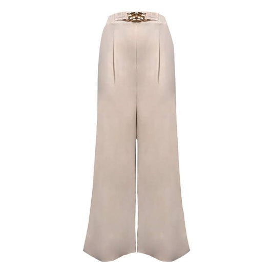Wide Leg Pants with Half Elastic Waist