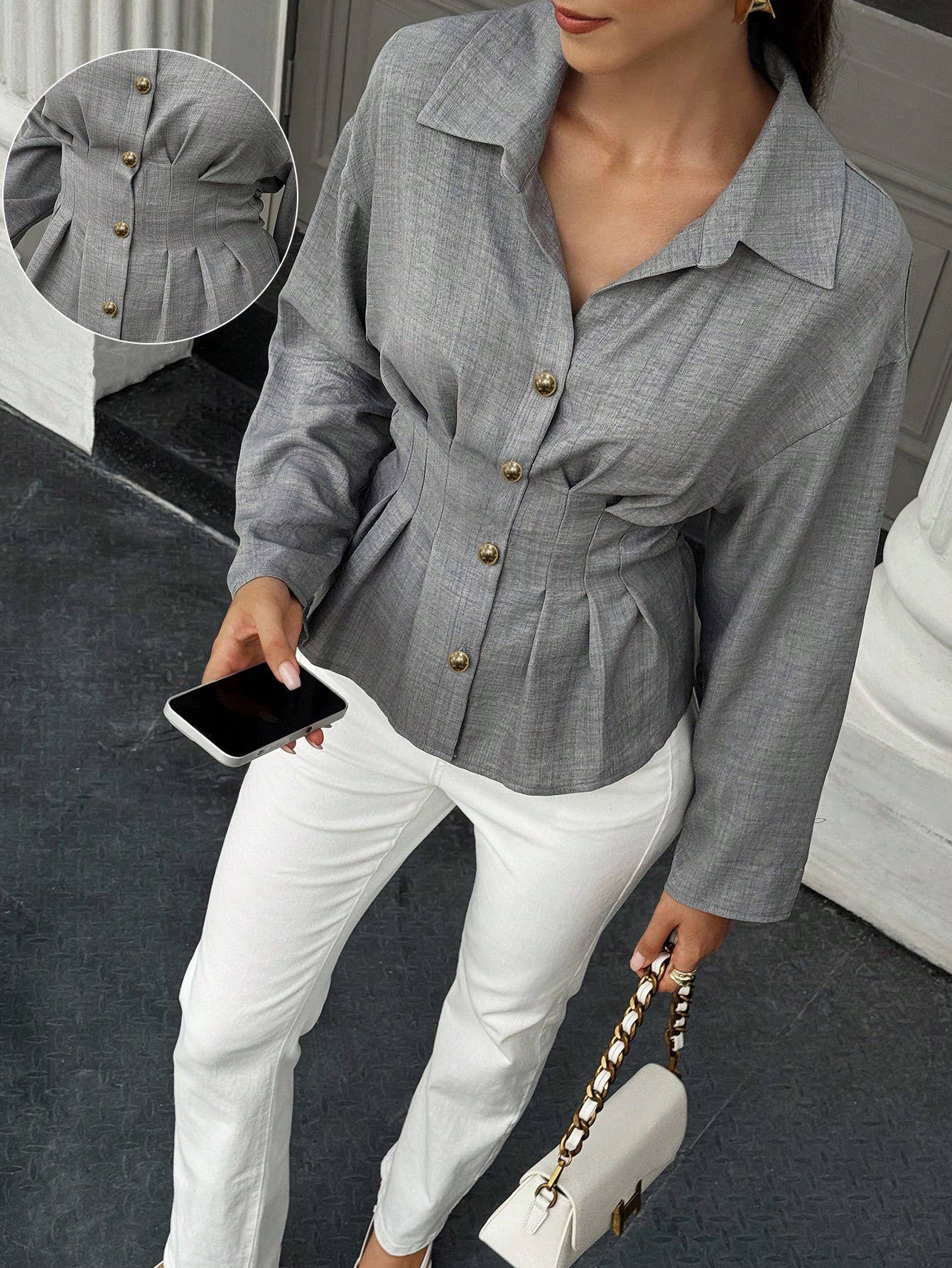 Sophisticated intellectual elegant lapel shirt