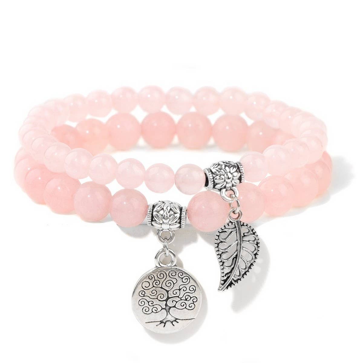 CWAJE4232_NATURAL STONE BEADS TREE OF LIFE PENDANT BRACELET