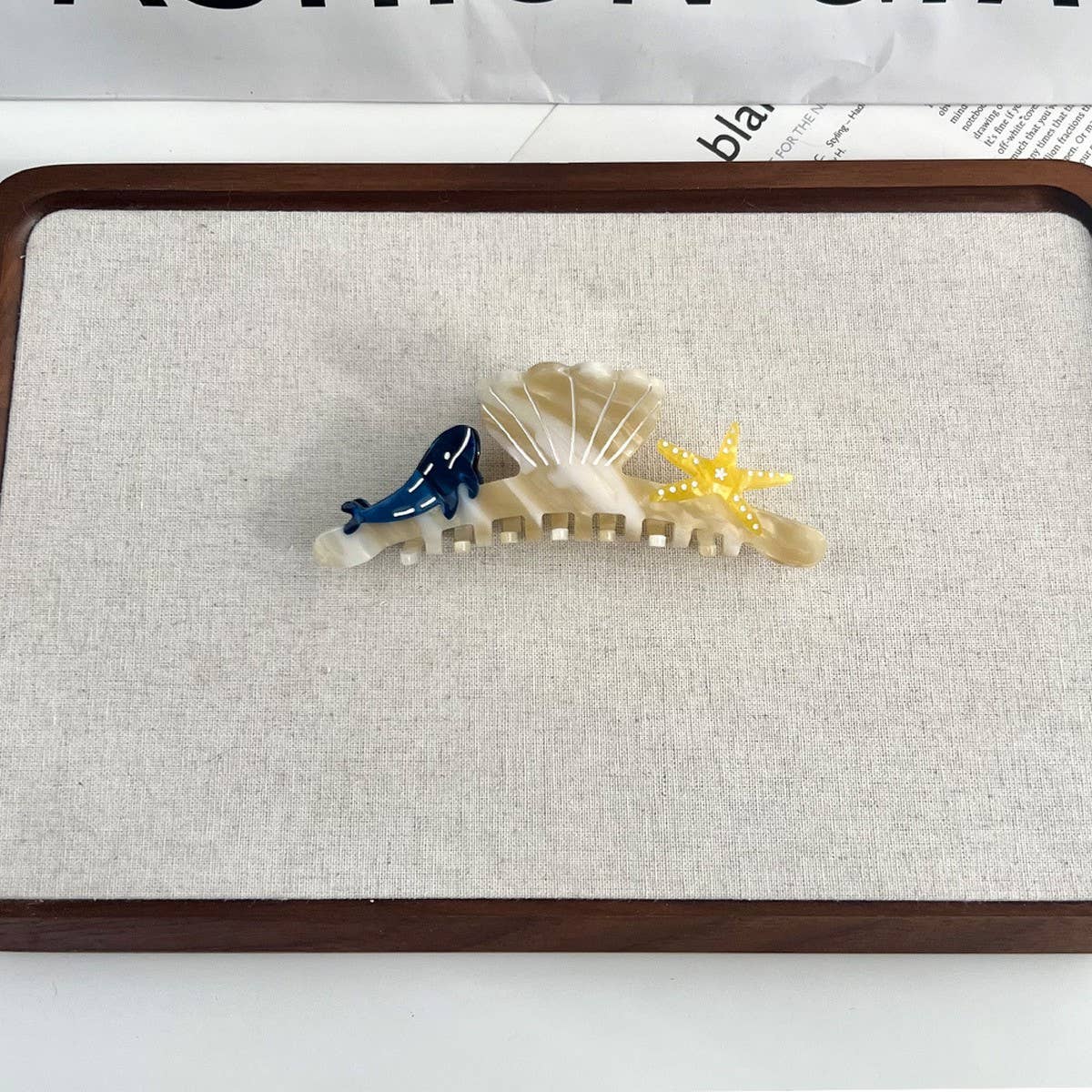 Ocean Design Acetate Claw Clip ??Whale & Shell_CWAHA5890