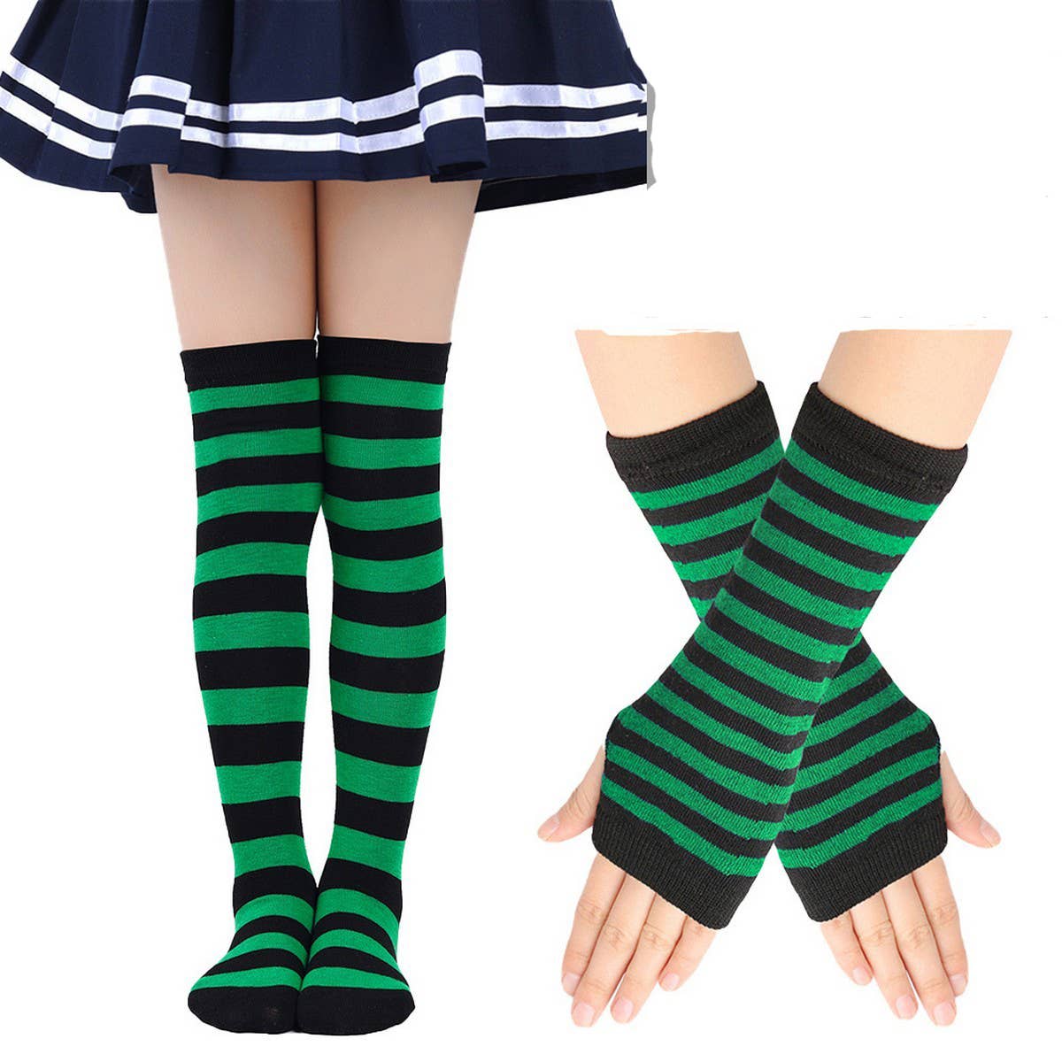 CWMM10087_CHRISTMAS STRIPED SOCKS &AMP GLOVES SET