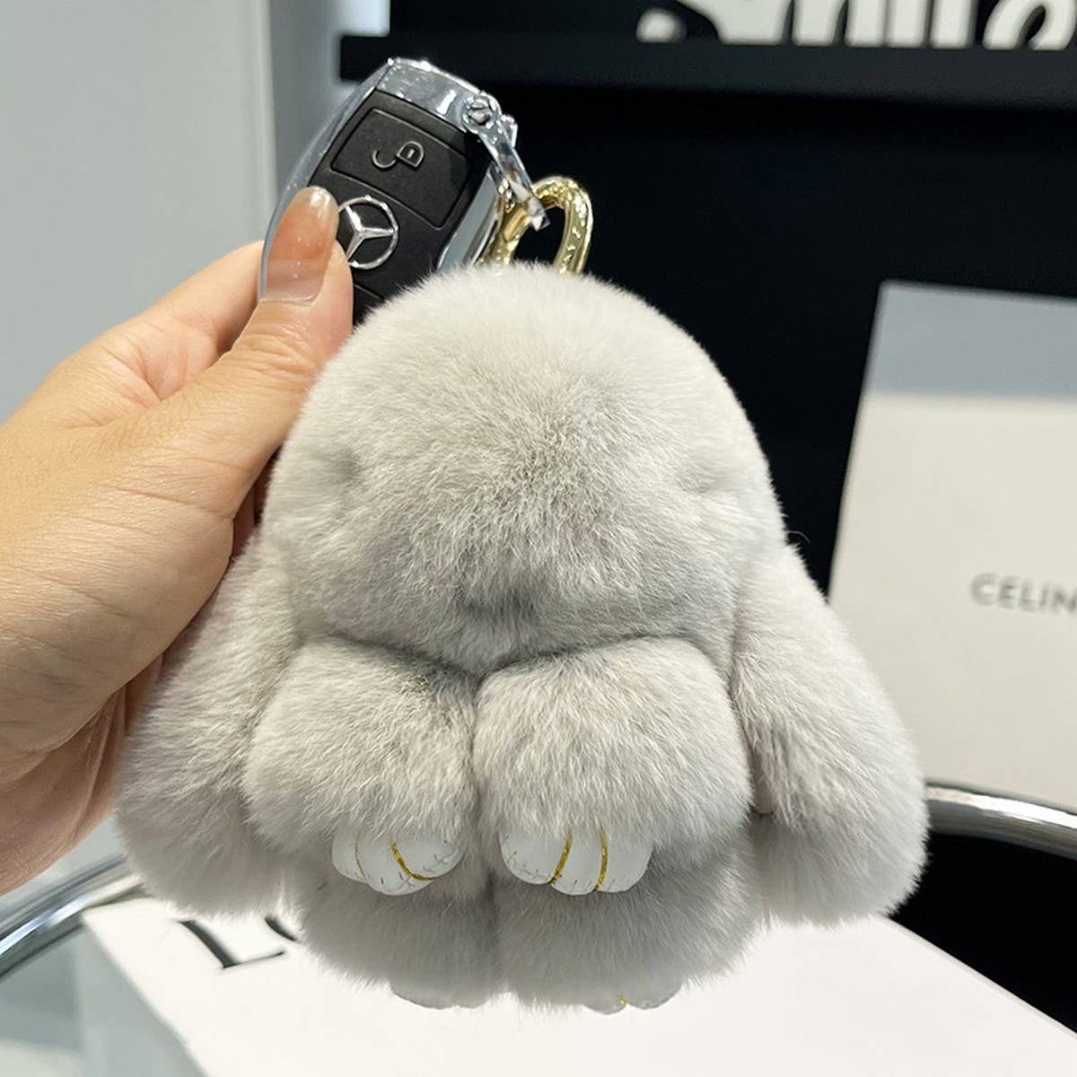 NEW MINI CUTE PLUSH BUNNY CAR KEYCHAIN PENDANT