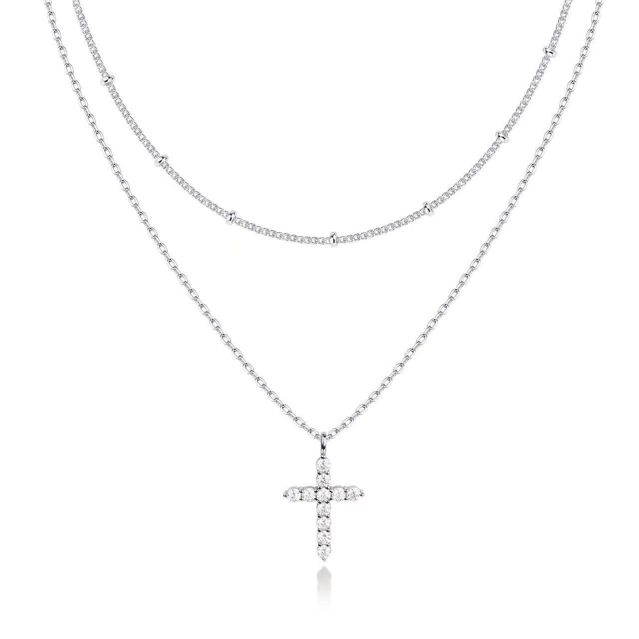 Cross necklace is a full diamond collarbone chain