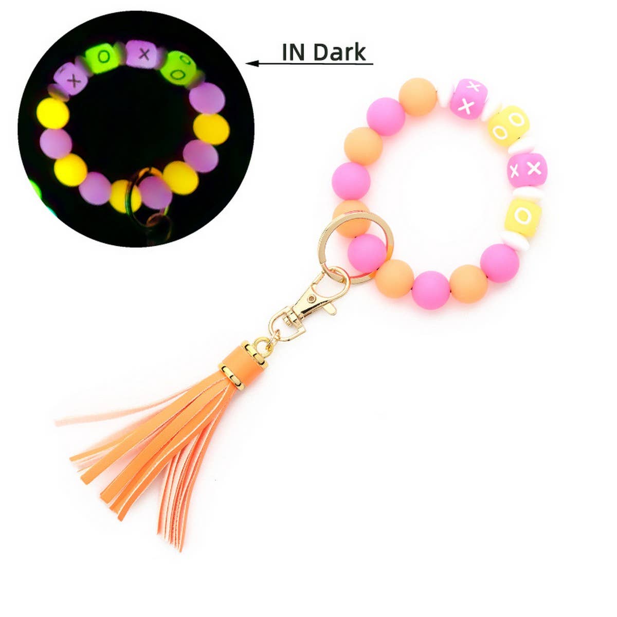 Glow-in-the-Dark Wristband with Tassel Keychain