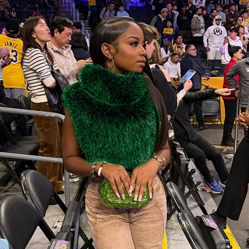 Fashion standing collar fur waistcoat