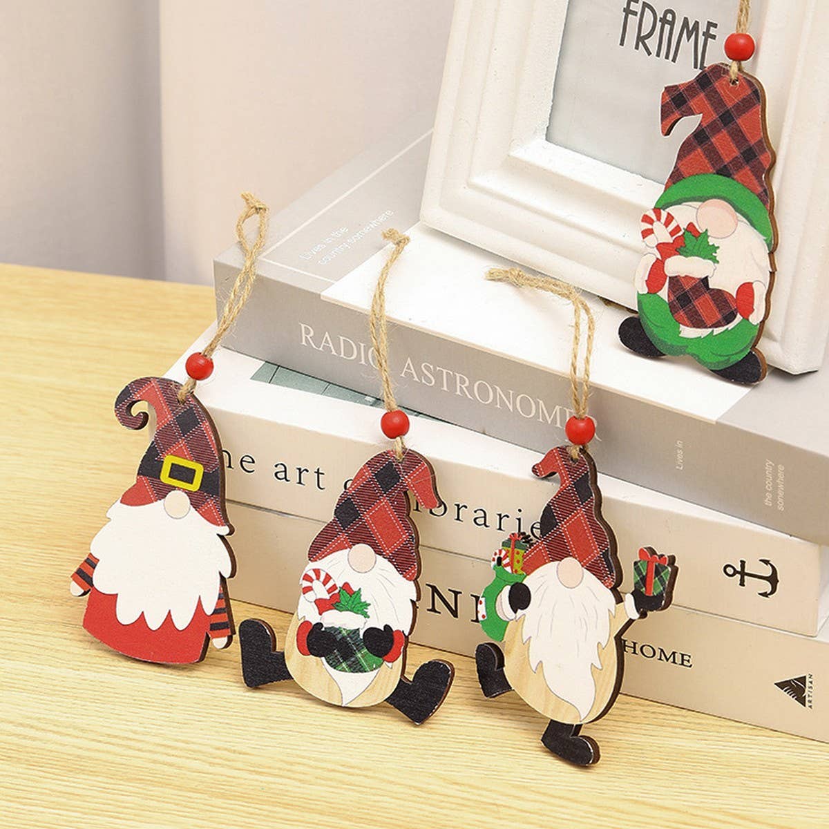 CHRISTMAS DECORATIONS PAINTED WOODEN PENDANTS