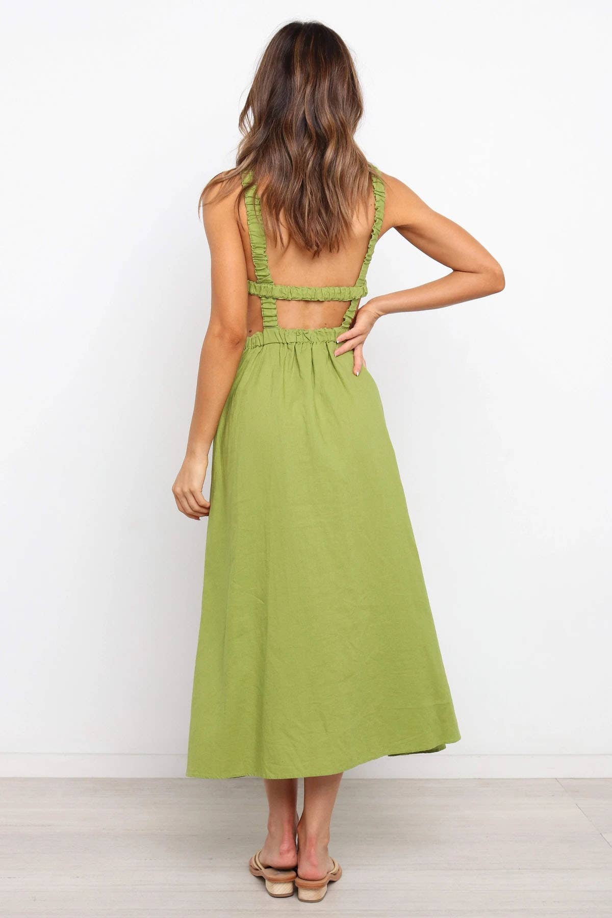 BACKLESS CUT-OUT SOLID COLOR COMMUTER DRESS