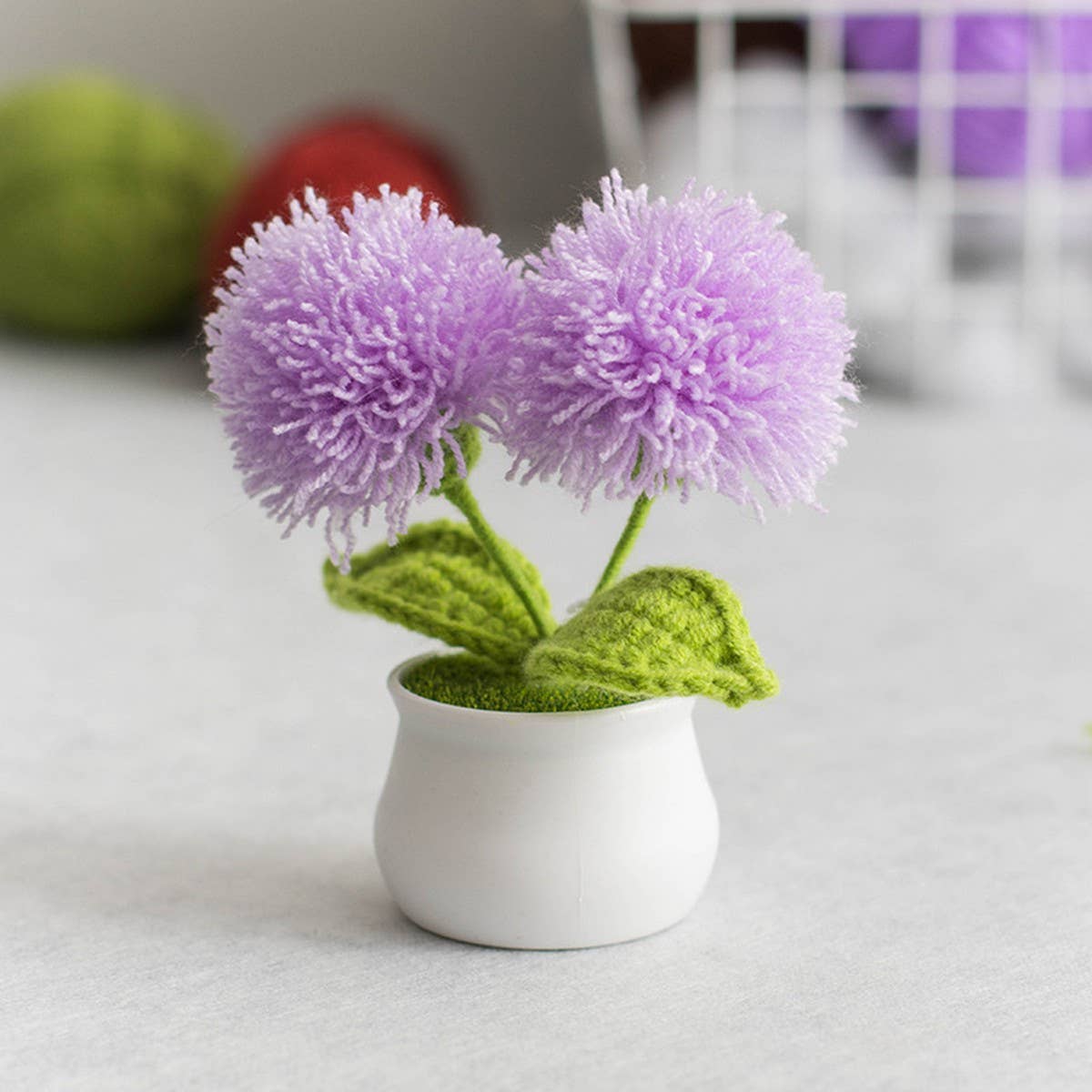 CWMM9283_HAND-WOVEN WOOL BALL ARTIFICIAL FLOWER POT