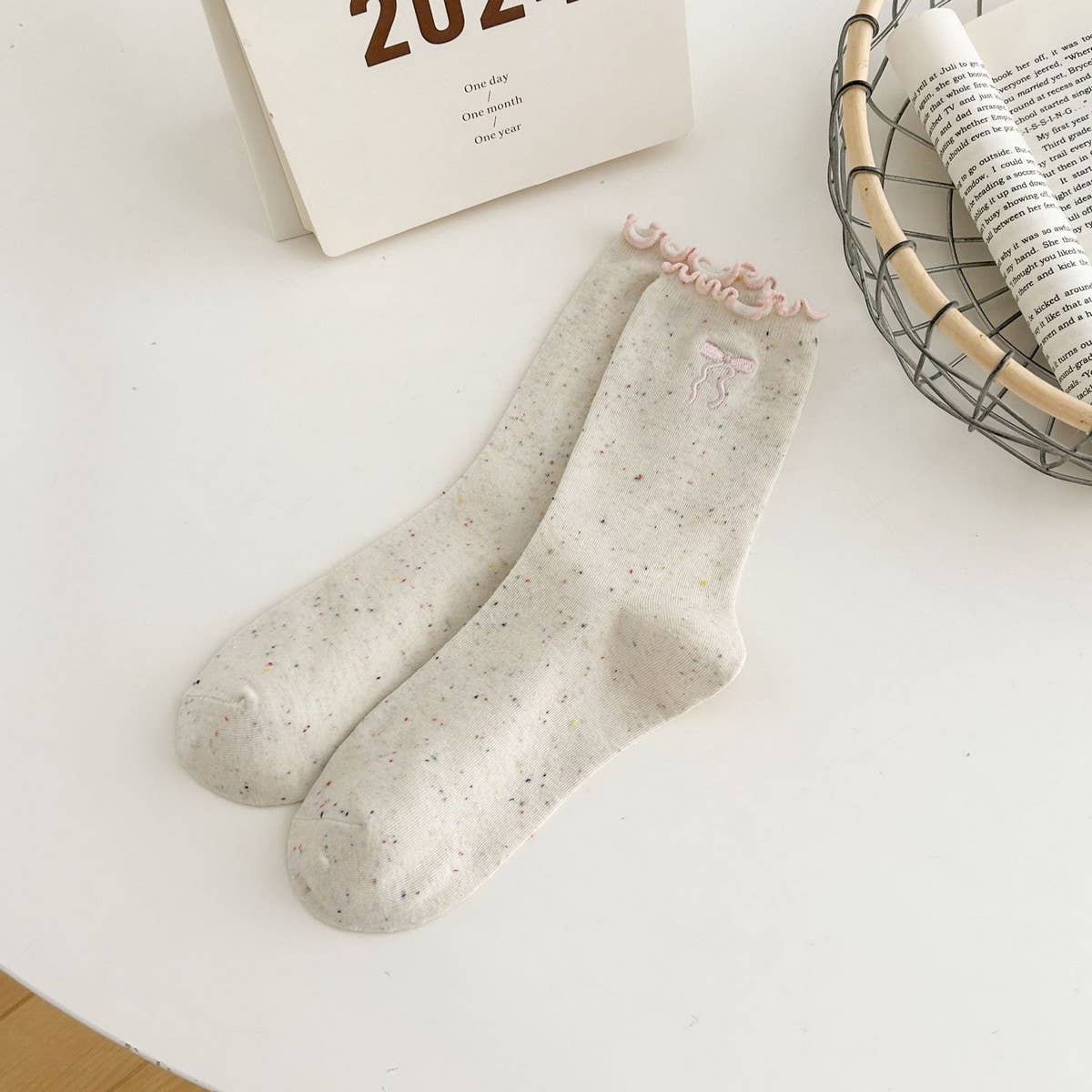 Ruffle Bows Embroidered Socks For Women