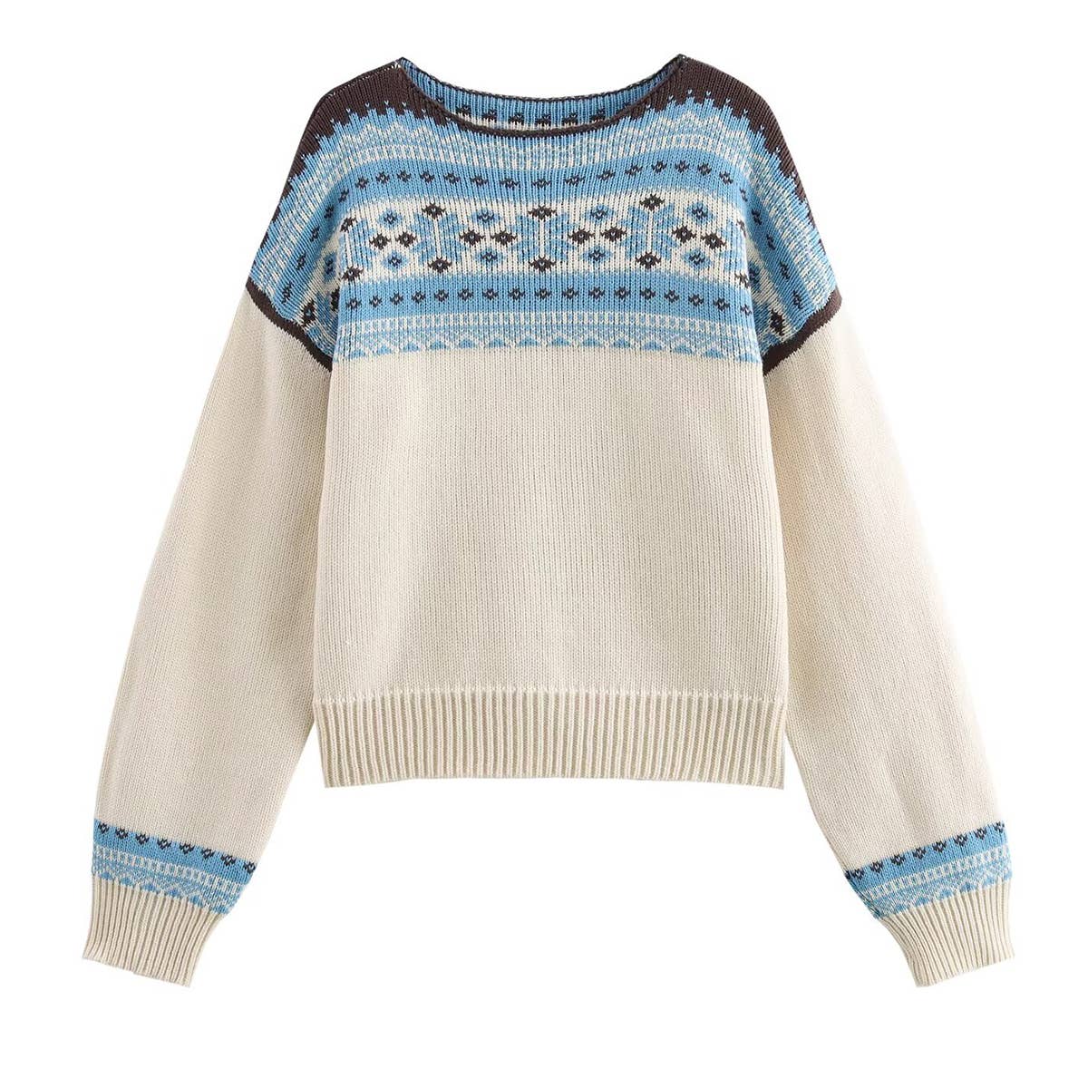 STYLISH BAGGY SLIMMING COLOR CONTRAST SWEATER