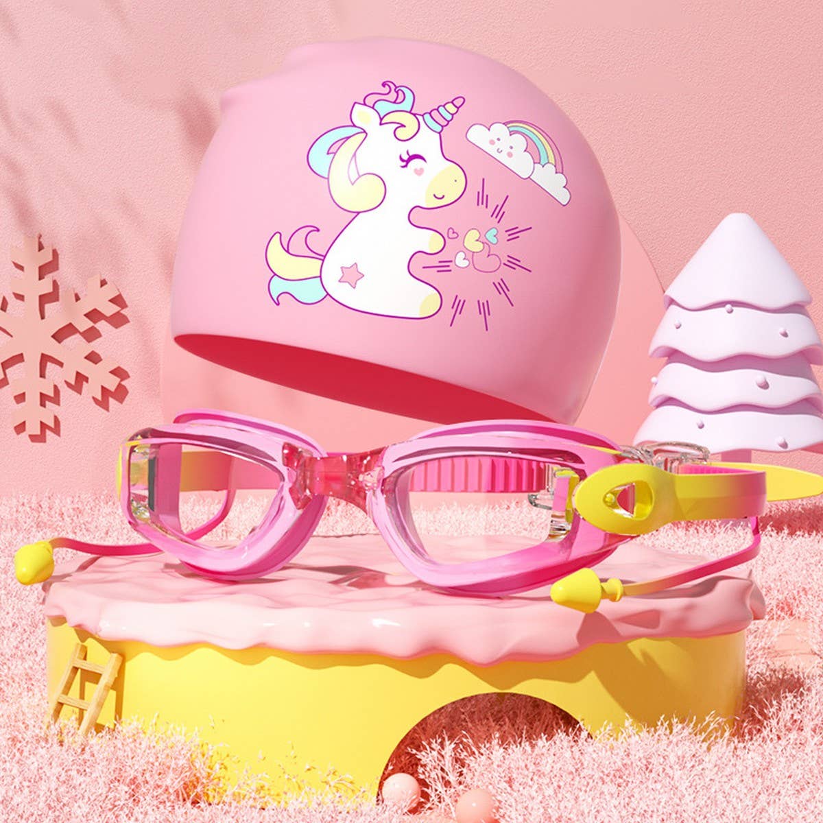 Kids HD Anti-Fog Swim Goggles & Cap ? Cute Style