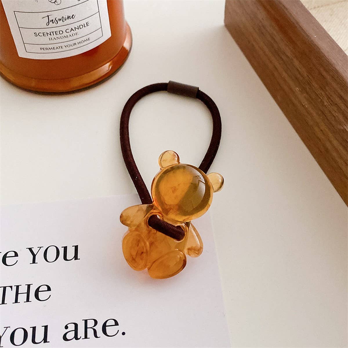 6PCS/SET ACRYLIC BEAR FLOWER BOW HAIR TIES_CWAHA0337