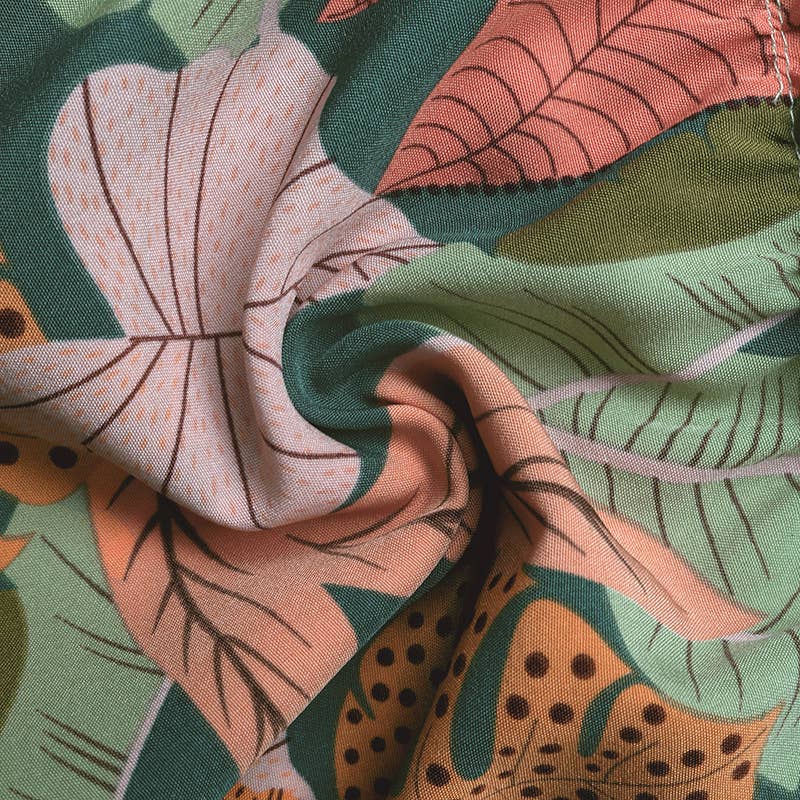 Tropical plant vacation printed elastic shorts