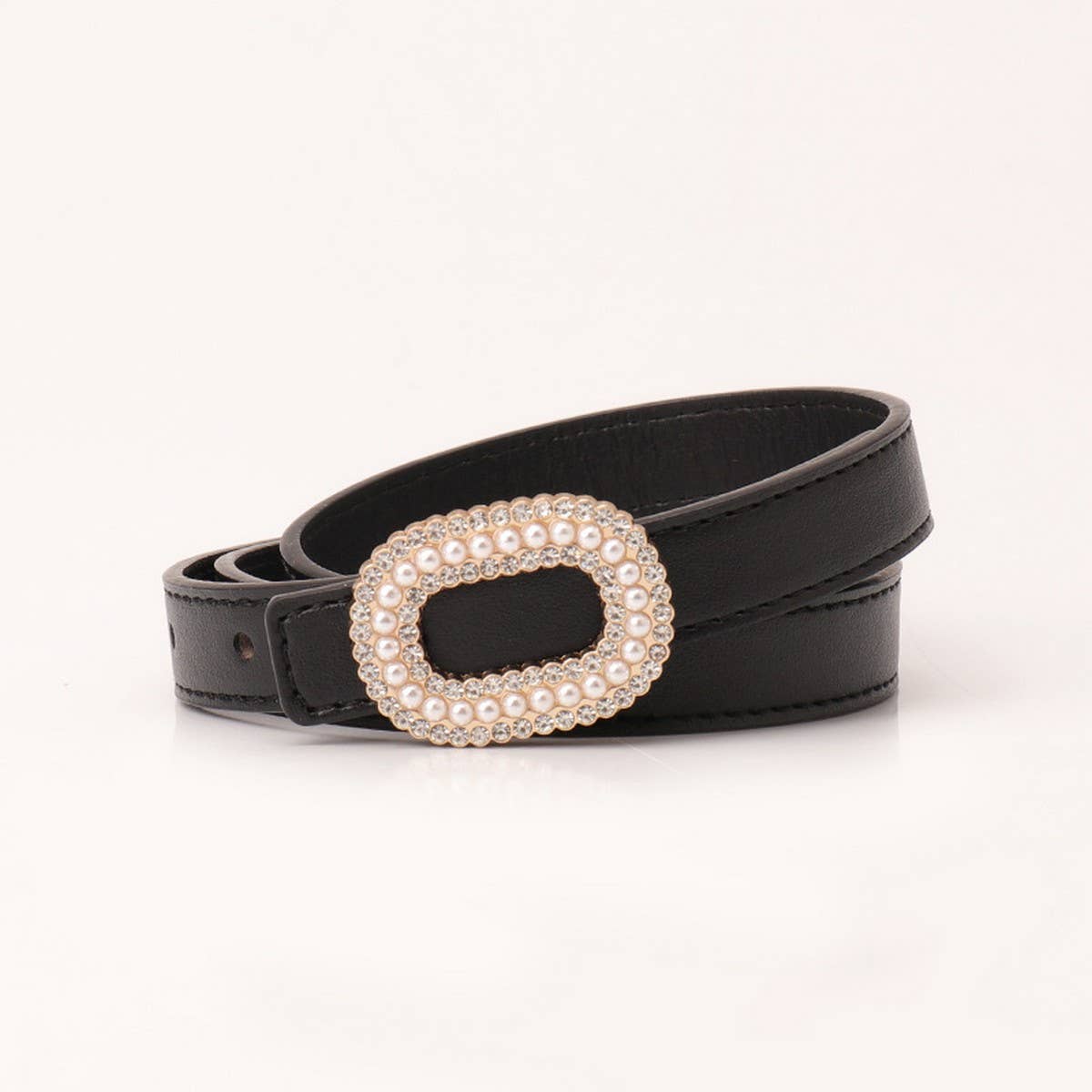 CLASSIC VINTAGE RHINESTONE PEARL BUCKLE BELT_CWABE0389