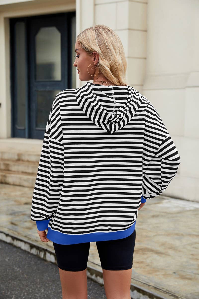 CWOHOL0726_HOODED COLORBLOCK STRIPED POCKET SWEATSHIRT