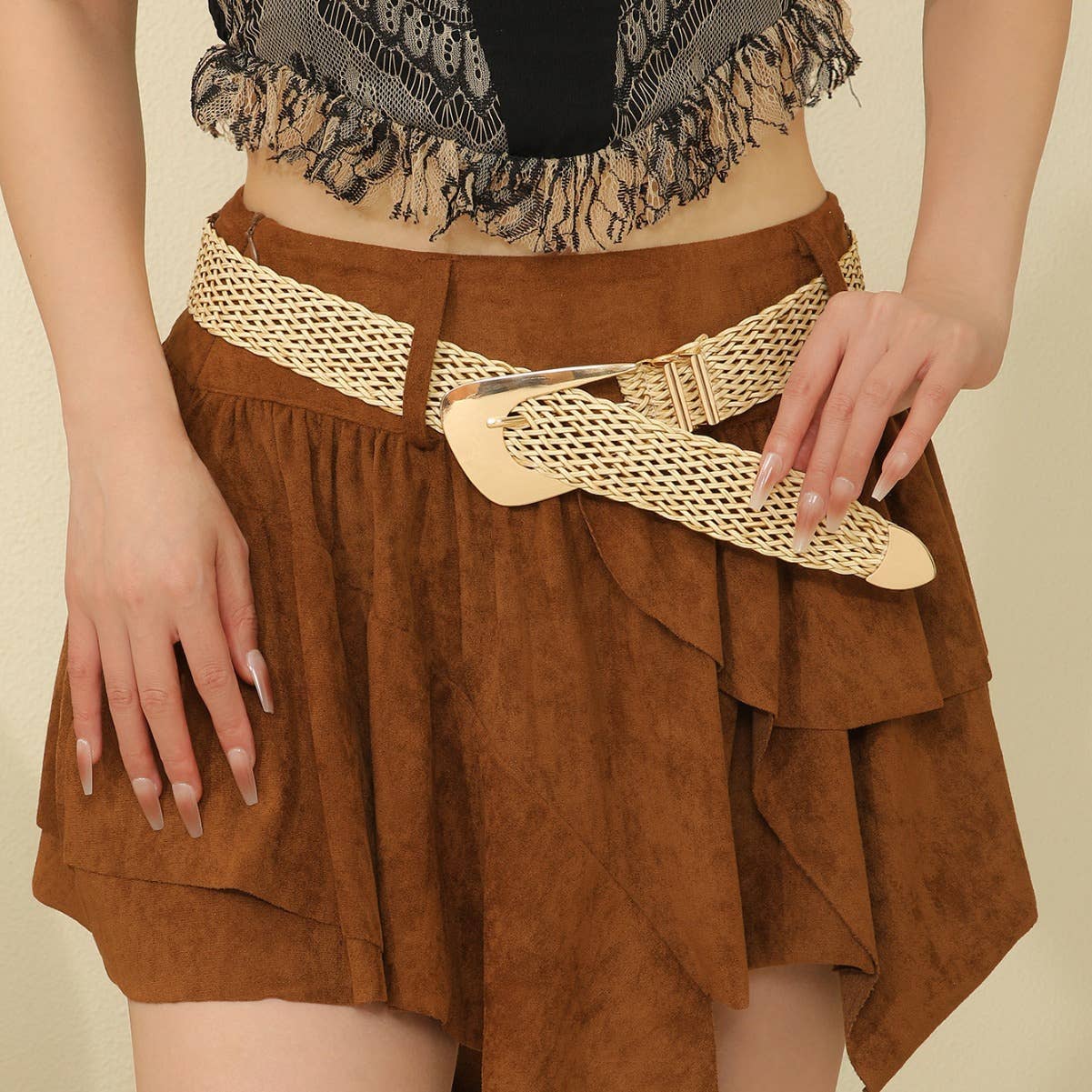 Woven textured imitation metal waist chain